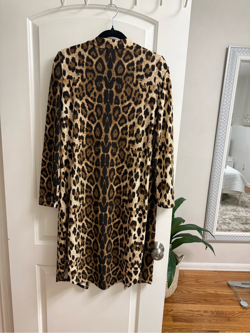 Leopard Print Open Front Duster Coat - Picture 2 of 2